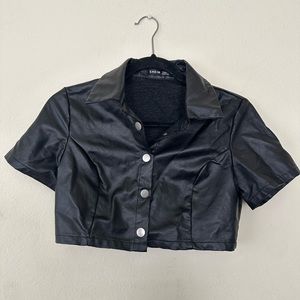 SHEIN black faux leather crop top size Small.